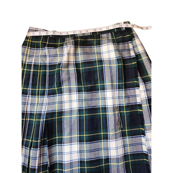 Quissett Cove Tartan Pleated Midi Kilt Mens 16 Wool Green Cosplay Plaid Wrap - Picture 5 of 6